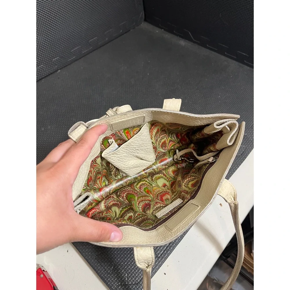 DOONEY & BOURKE East West Tassel OFF WHITE IVORY Pebble Leather Tote Satchel Bag